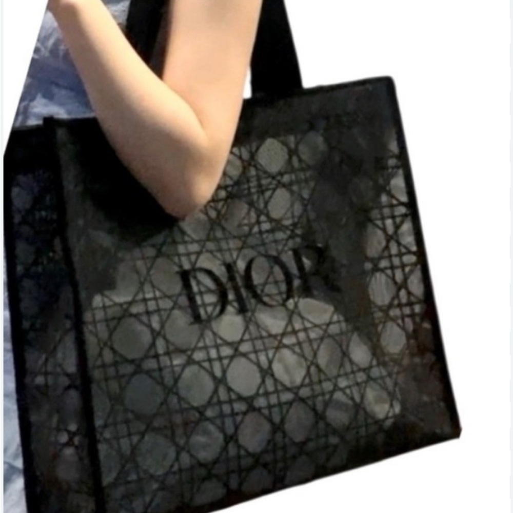 New Dior Beauty Mesh Cosmetic Makeup Tote Bag- Black